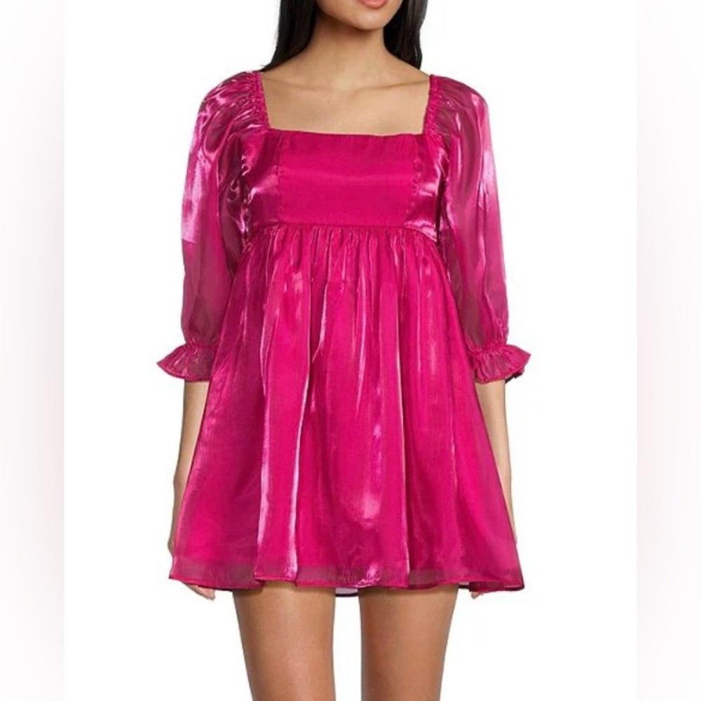 Allison & Kelly 3/4 Sleeve Organza Baby Doll Dress